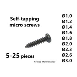MS1 - Self-tapping micro screws Ø1.0-3.0mm, 5 or 25 pcs