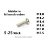 MS2 - Metric micro screws, silver, round head, Ø1.0-2.5mm, 5 or 25 pcs